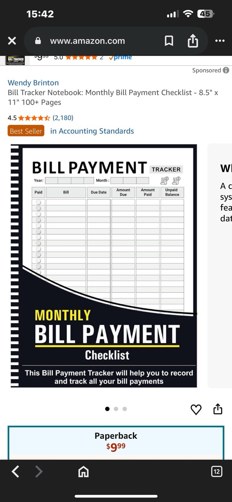 6pcsBill Tracker Notebook: Monthly Bill Payment Checklist – 8.5″ x 11″