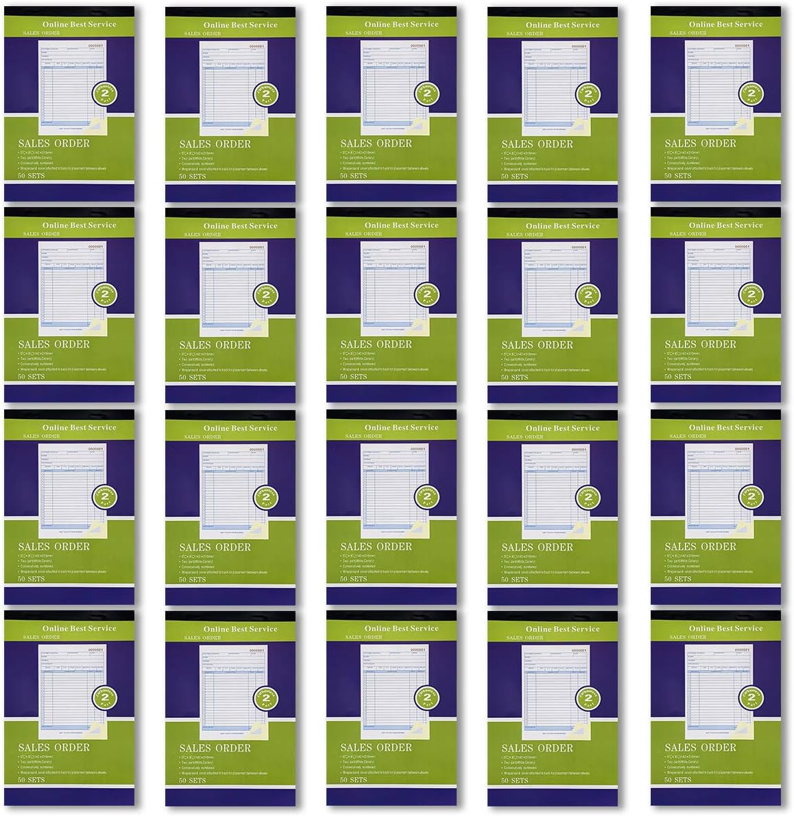 20 Pack Large Sales Order Book Receipt Invoice Duplicate Carbon Copy 50 Sets 5.5