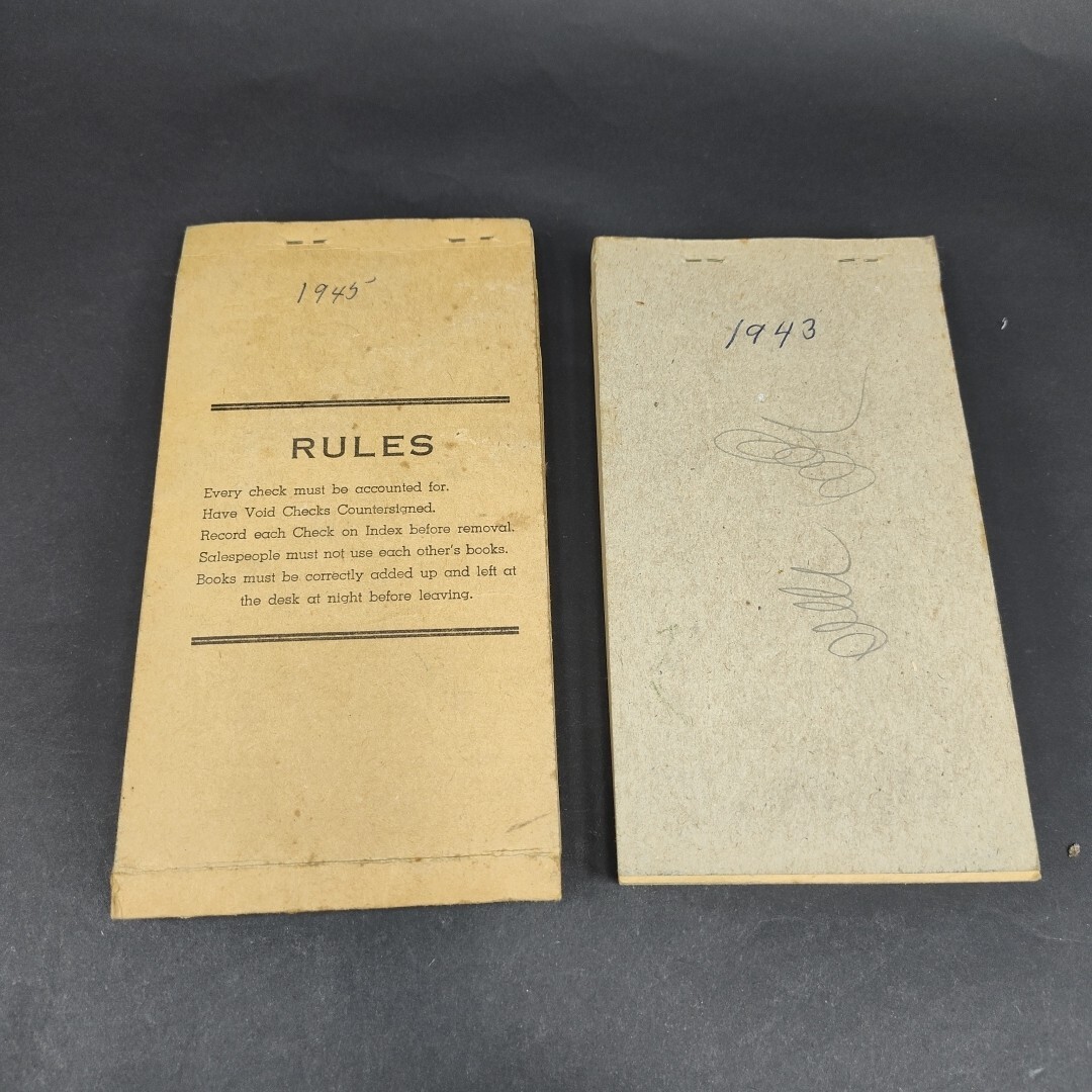 Lot of 2 – 1943 & 1945 Latimer Sales Book Duplicate 50 Sets 5H528 4″ x 6.5″ Used