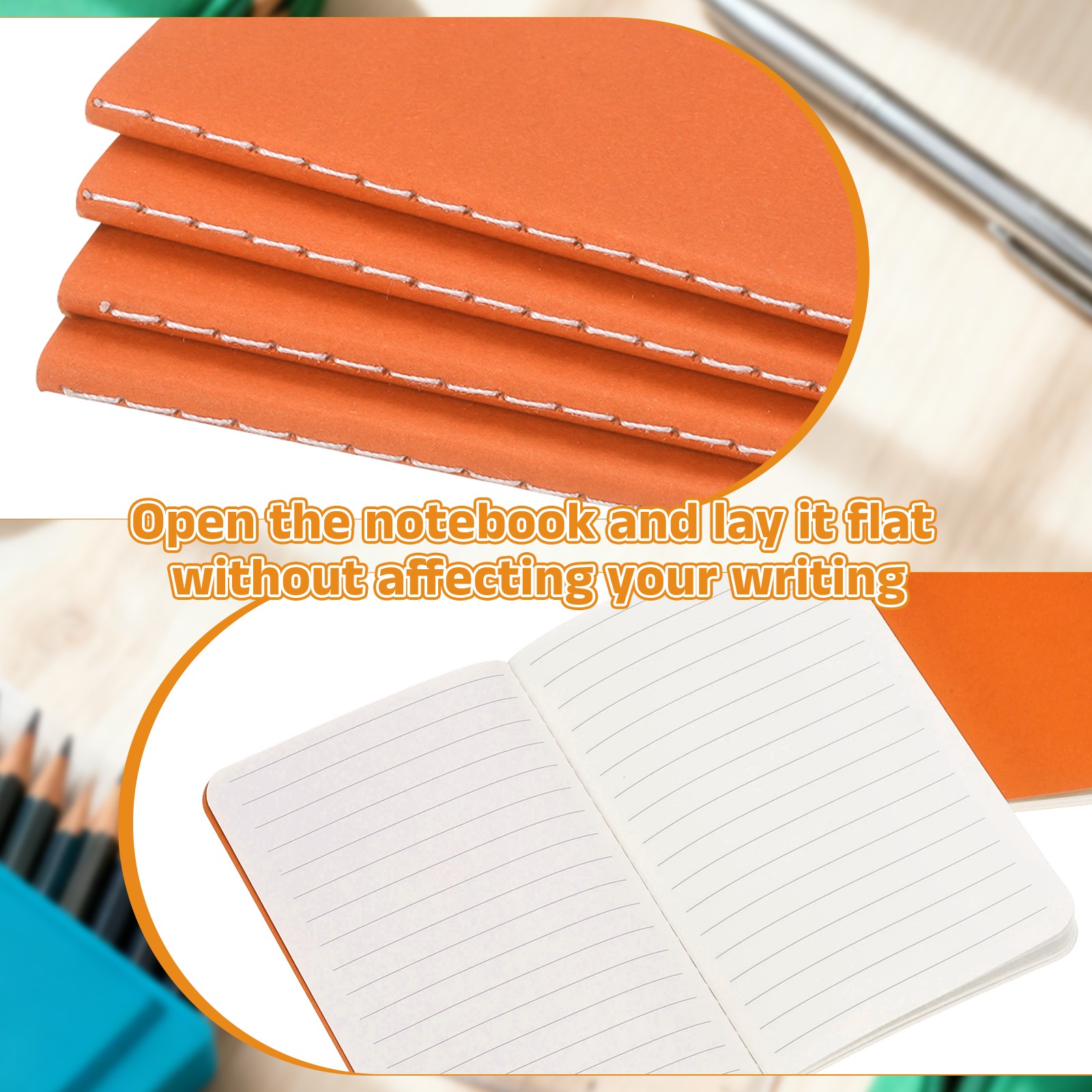 4 Pack A6 Notebook, A6 Journal Mini Notebook Pocket Kraft,Orange