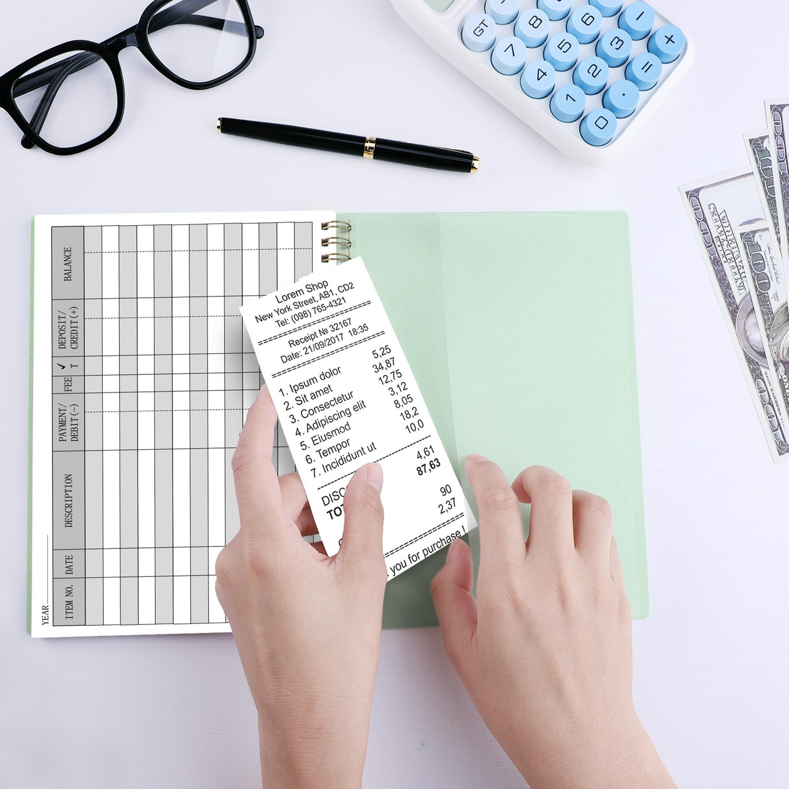 Check Register Ledger for Personal Finances, Expenses & Payments Tracking 8.4 x