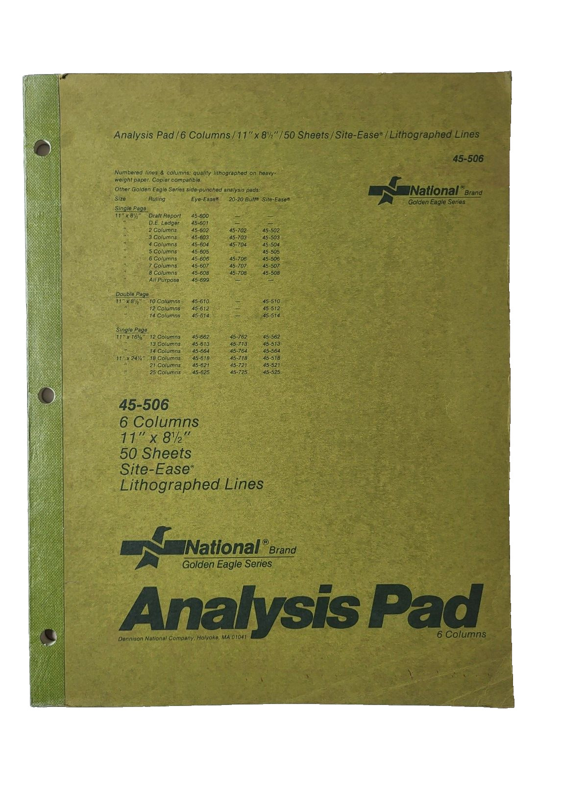 National Brand Vintage 6 Column Analysis Pad 45-506 Lithographed Lines
