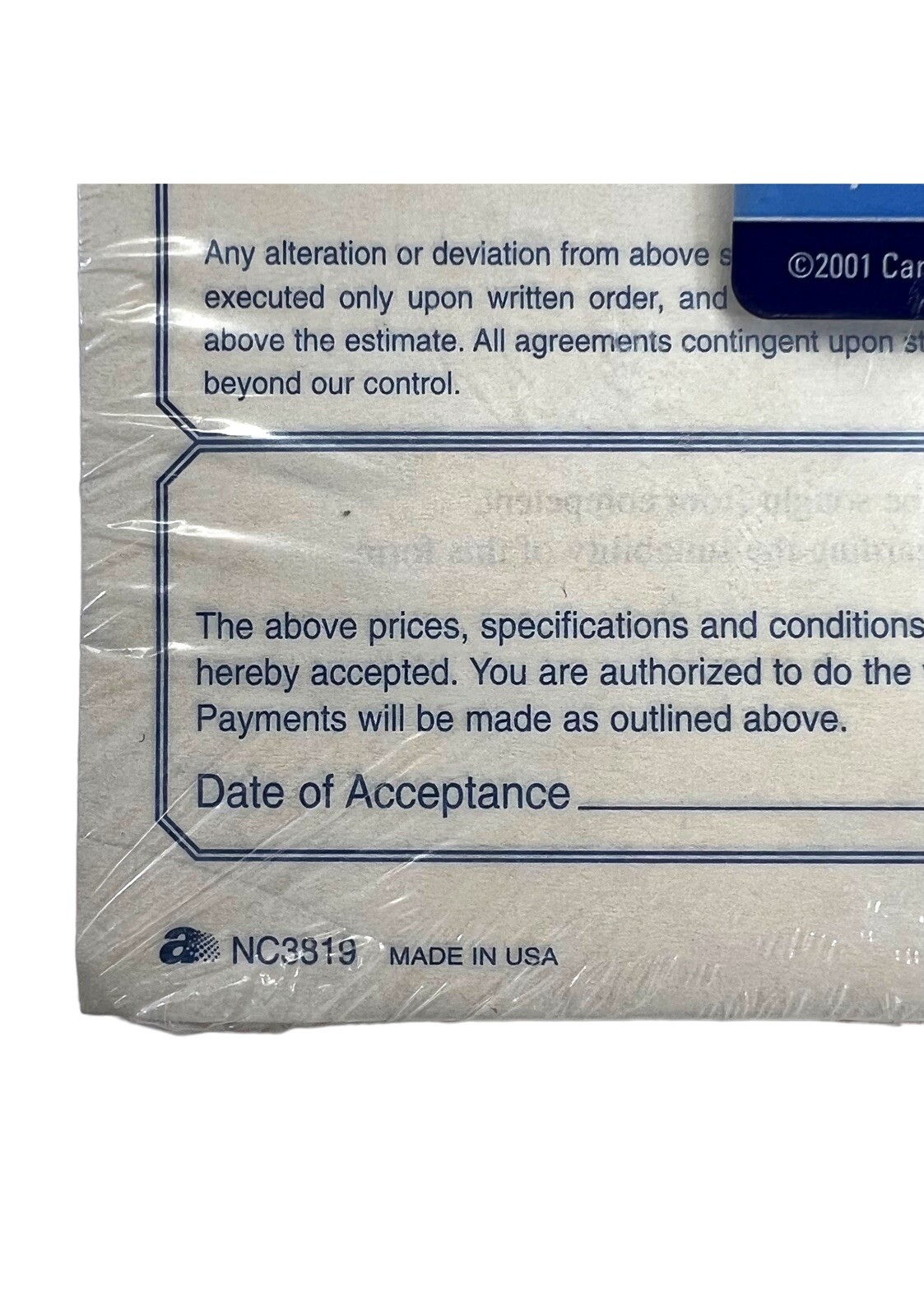 Adams Contractor’s Proposal Forms NC3819 3-Part Carbonless 50 Pack 8 1/2” x 11”