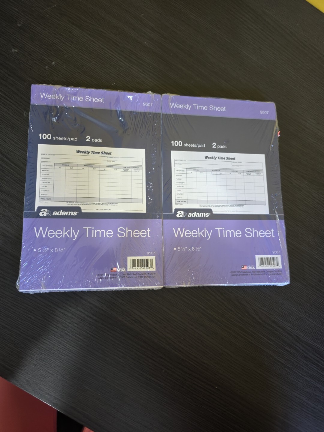 New Adams Weekly Time Sheets 9507ABF 5.5″ x 8.5″ Blue/White 2 Pads of 100 Sheets