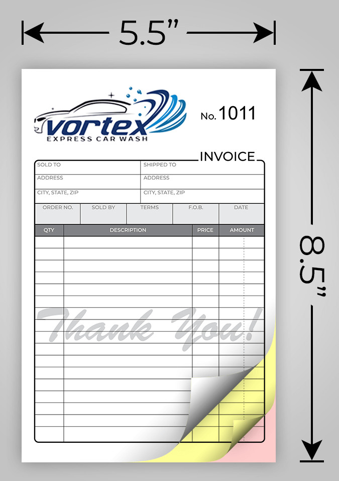 Business Forms w/ Customer Supplied Full Color Artwork / 5.5 x 8.5 / 2 or 3 Part