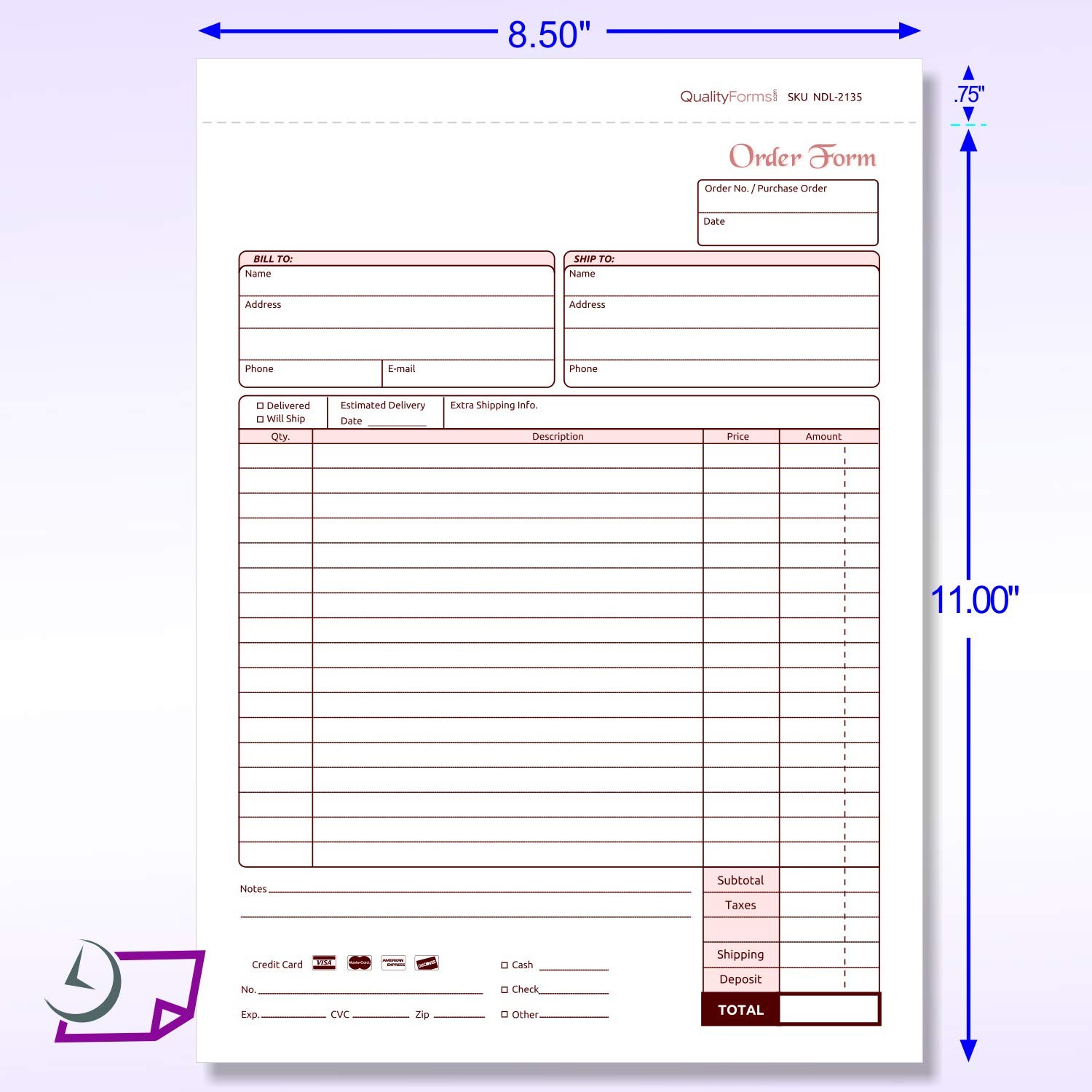 – Ncr Order Forms Bound Wraparound Cover 50 Sets Per Book. 8-1/2