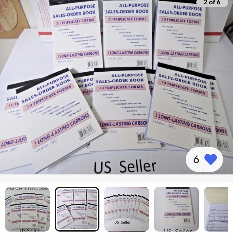 23×2 Part Sales Order Books Receipt forms 30 sets Invoice