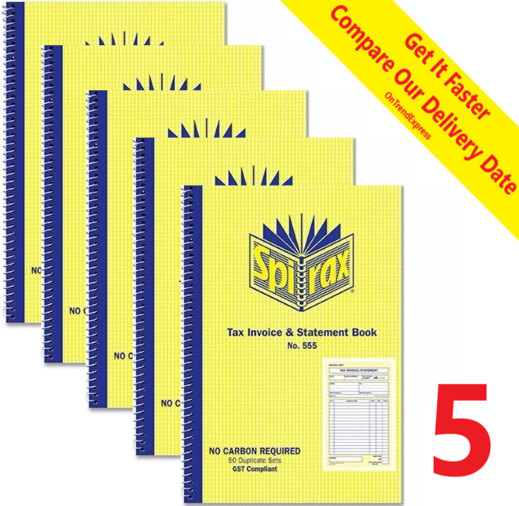 NEW 5 x Spirax 555 Invoice & Statement Book Dup 207 x 144mm 40897