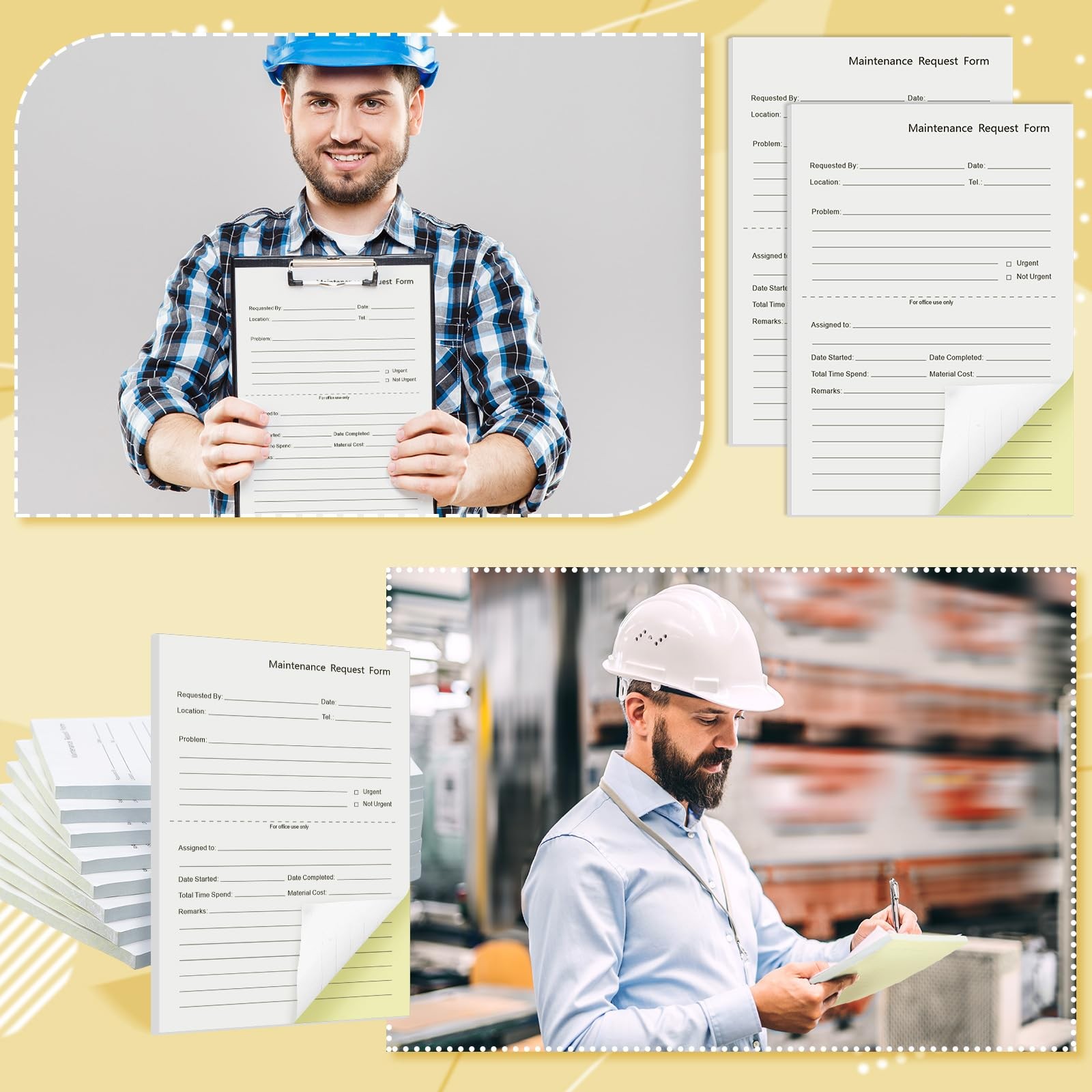 Clabby 400 Sets Maintenance Request Book/Forms/Slips, 2 Part Carbonless, 4….