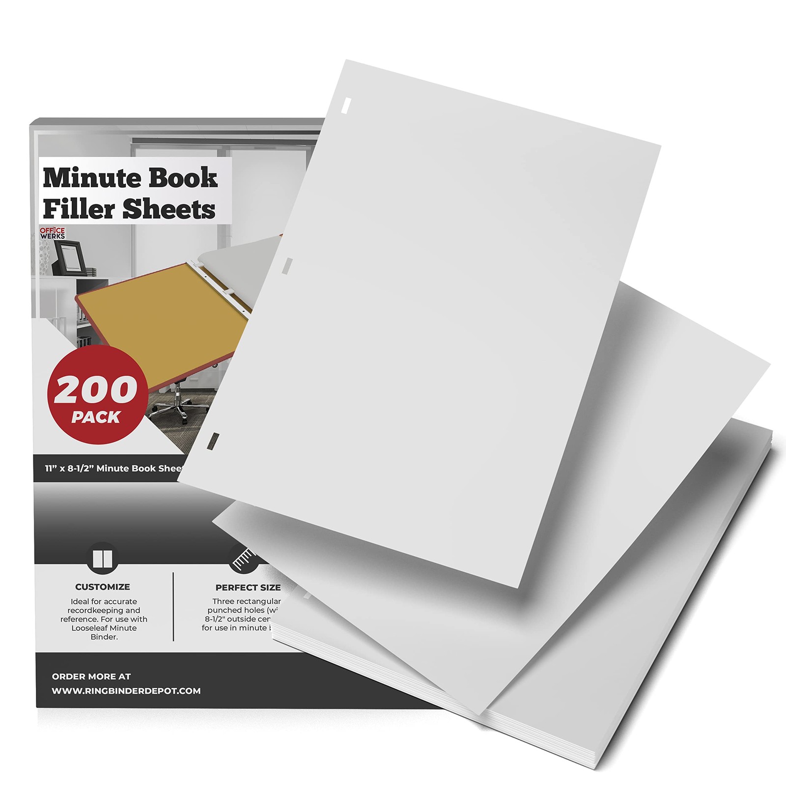 11 X 8.5 Inch Letter Size Minute Book Paper, 3 Hole Punched White Loose Leaf …