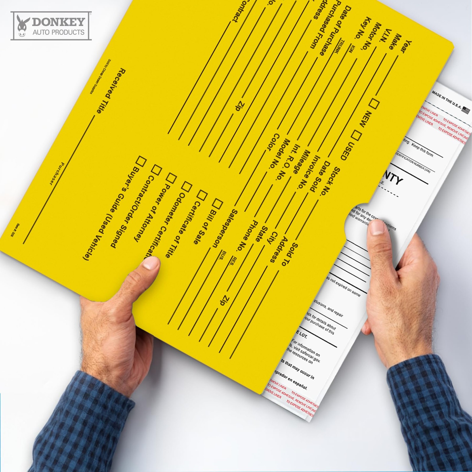 Printed Vehicle Deal Envelopes 9×12 Jackets (100 shrink One Size, Yellow
