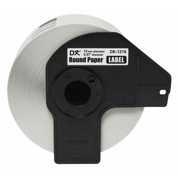 Brother Dk1219 Die Cut Circle Cartridge, Black/White, Labels/Roll: 1200