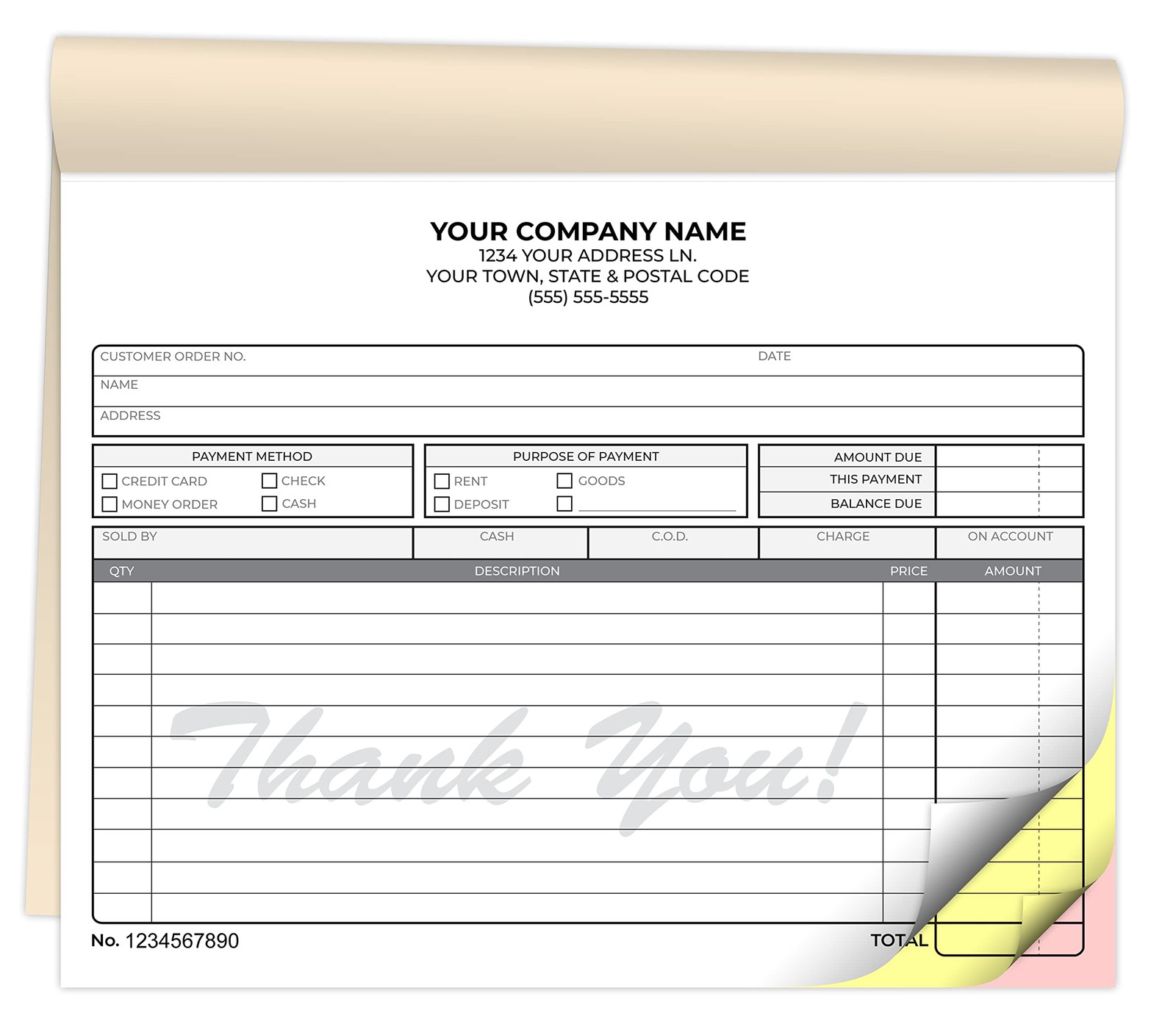 Custom 8.5″ x 7″ Carbonless NCR Books in 3-Part Triplicate Invoices, Receipts…