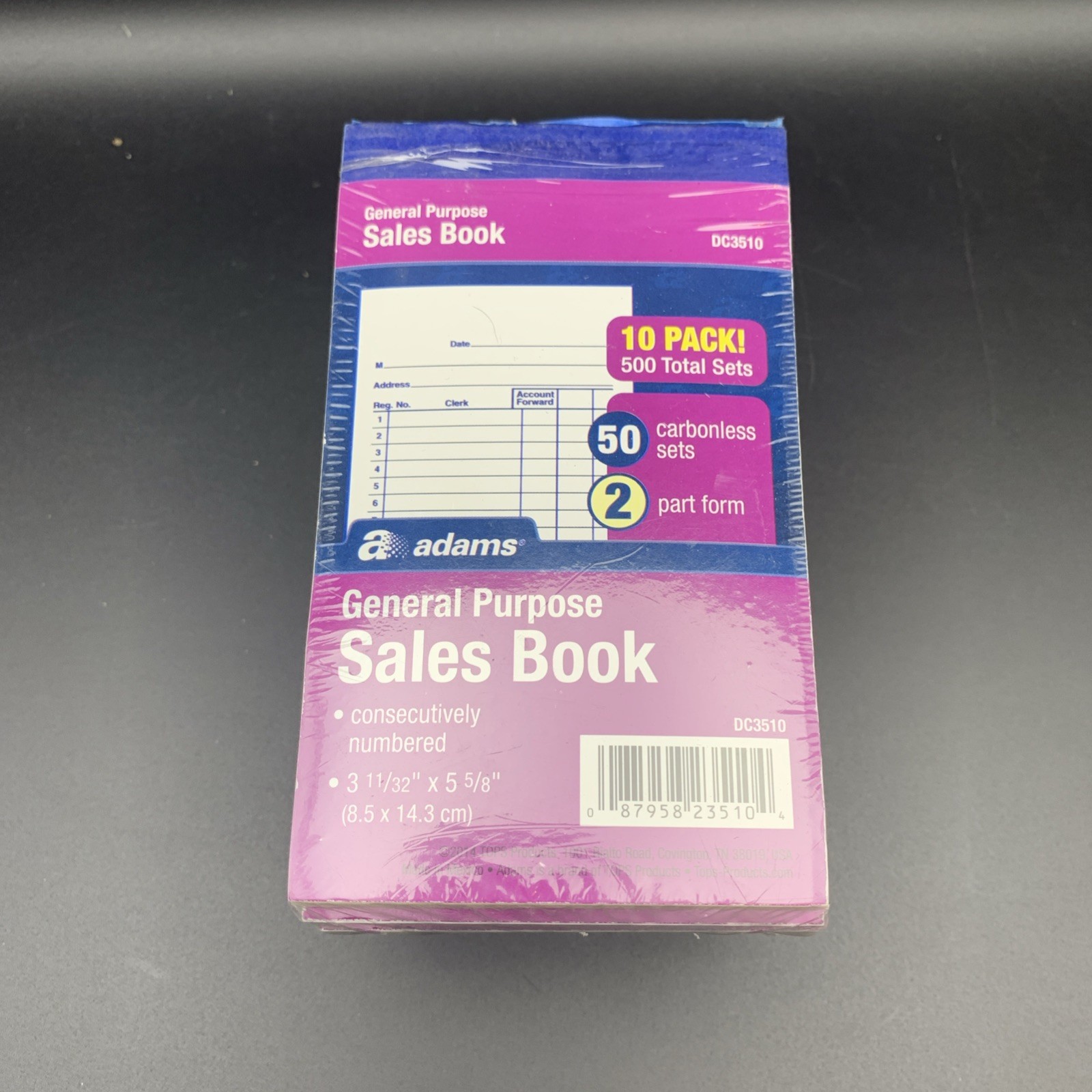 Adams Sales Book/Receipts 2 Part Carbonless 3 11/32 x 5 5/8 10 pack New Sealed