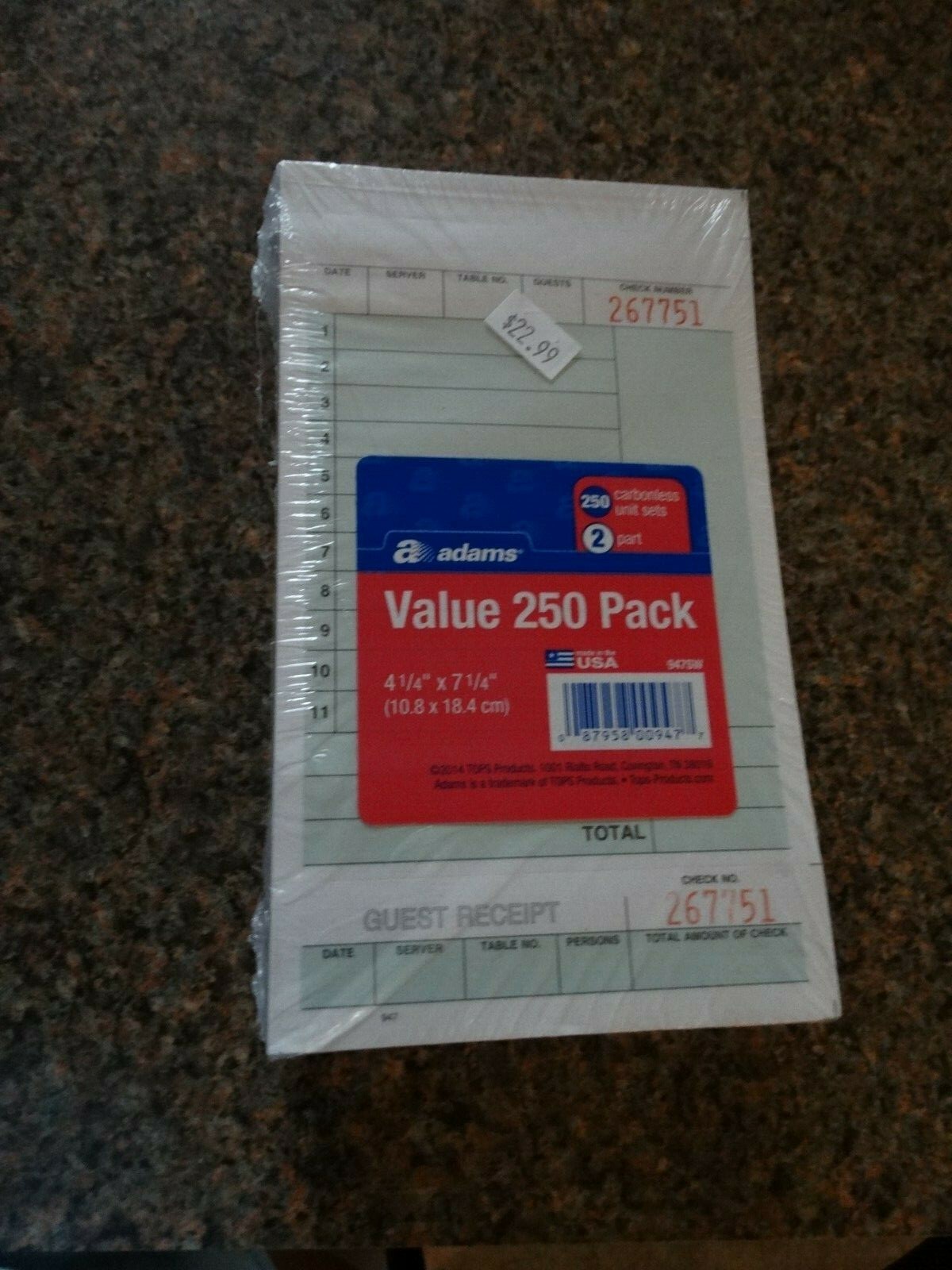 New In Package Adams Guest Check – Choose Style