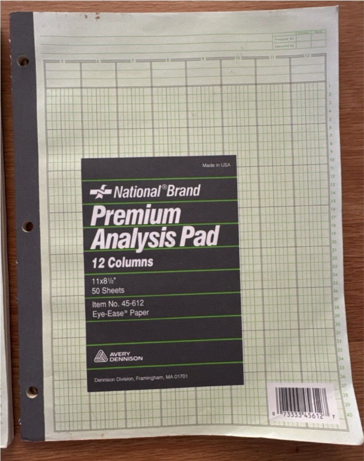 3 vintage Analysis Pad Sheets notebook form 12 column and 6 column partial used