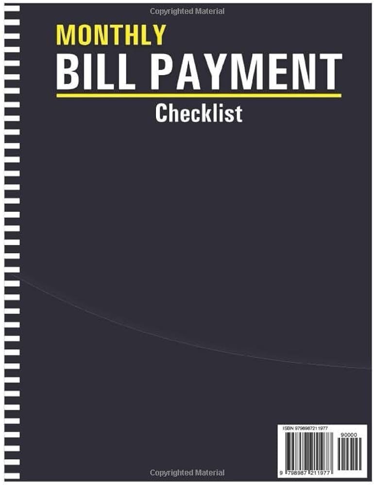 6pcsBill Tracker Notebook: Monthly Bill Payment Checklist – 8.5″ x 11″