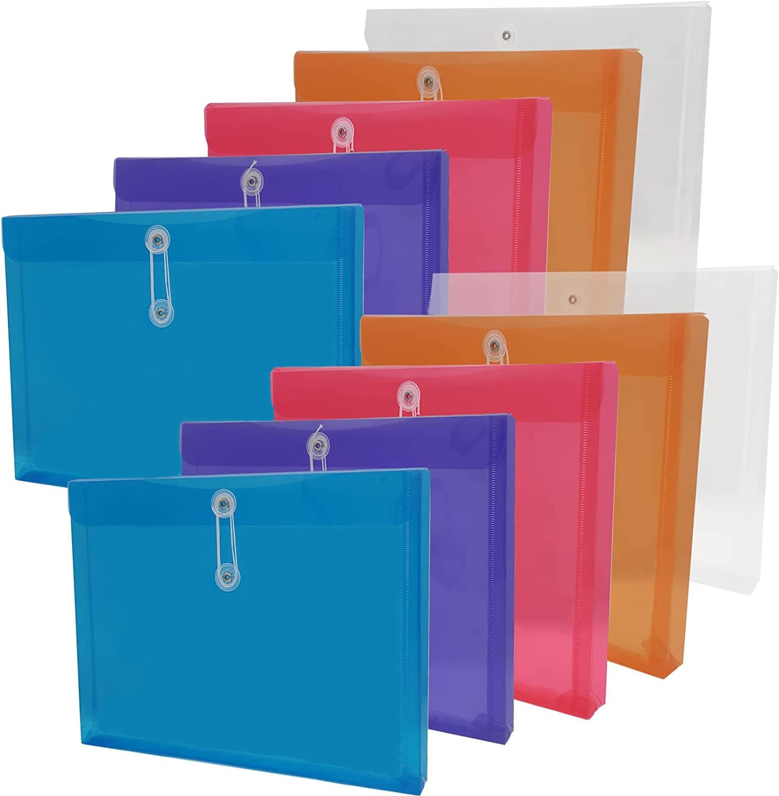 Letter A4 Size Poly String Envelope with Expandable Multicolor-10pack