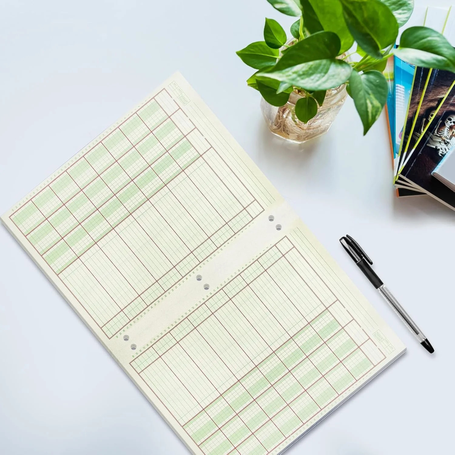 6 Pack 312 Sheets Analysis Pad Columnar Books 3 Hole Ledger Paper Pad 8.5 x 11 i