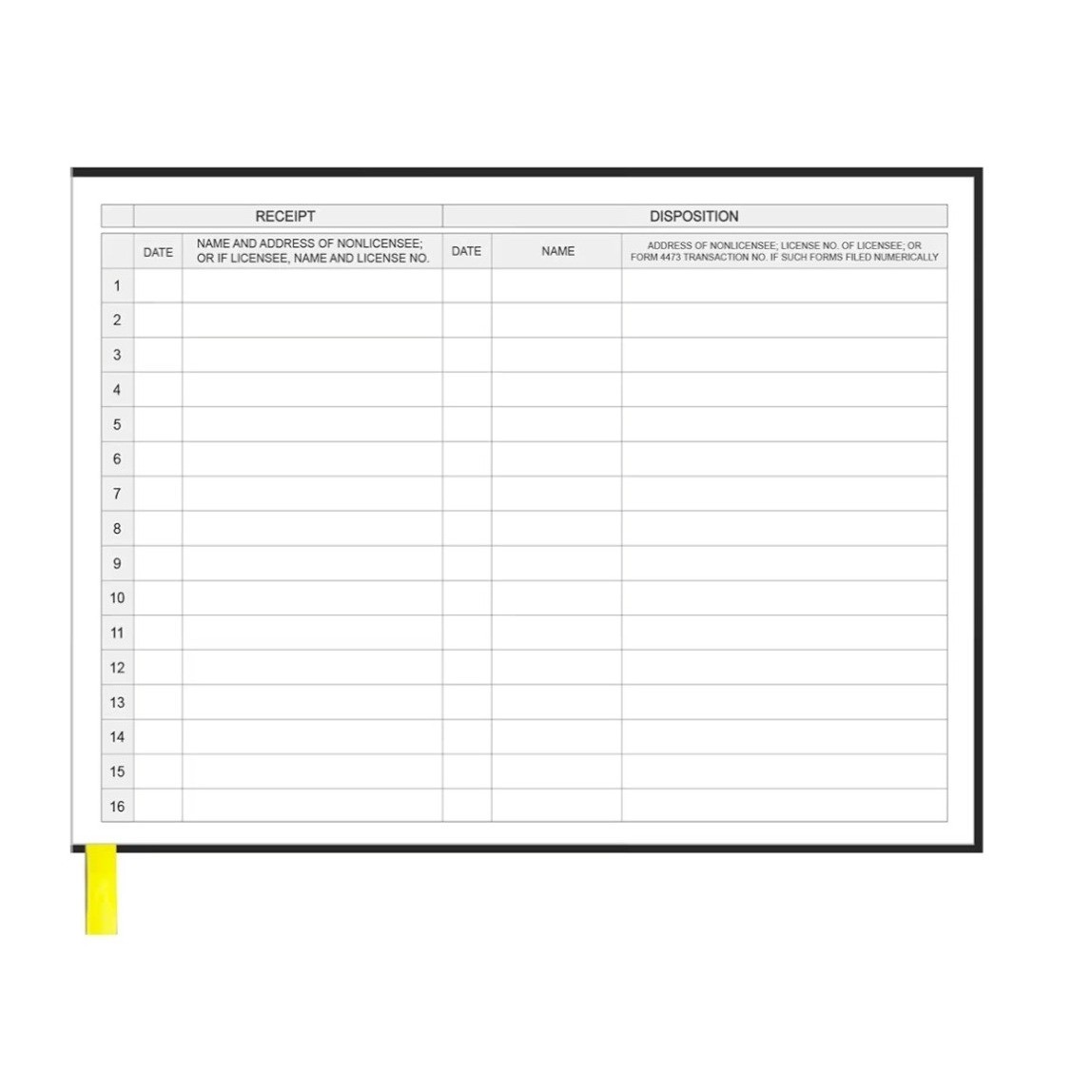 Firearms Acquisition & Disposition Record Book 10×7 Black FFL Log Book New