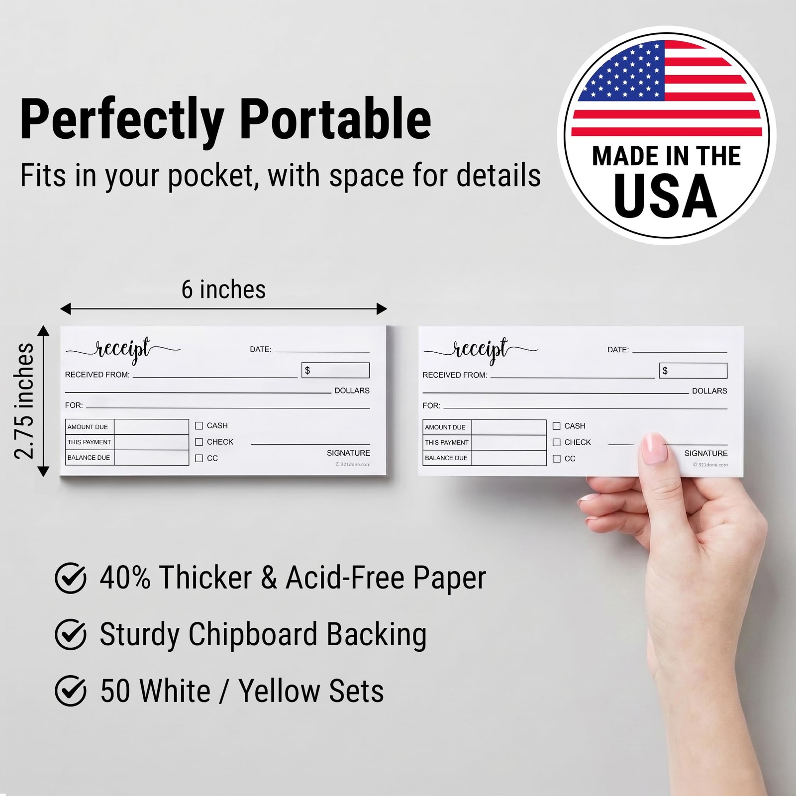 Receipt Book with Carbon Copies for Small Boutique Business, 2-Part Carbonles…