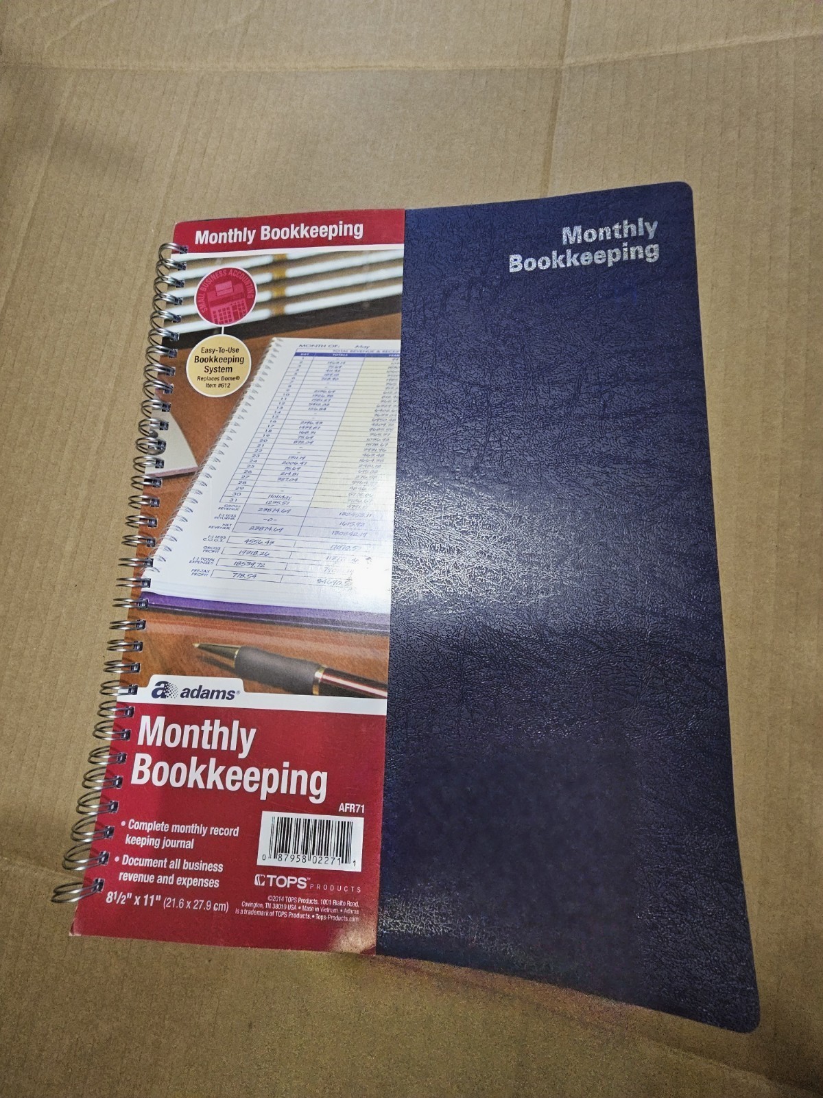 Adams Monthly Bookkeeping Record Book Undated 8.5×11 Spiral Bound AFR71