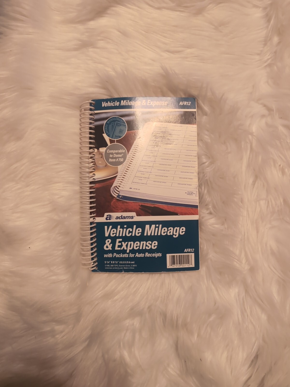 Adams Spiral Vehicle Mileage and Expense Book, 6 Pockets, 5 1/4 x 8 1/2, AFR12
