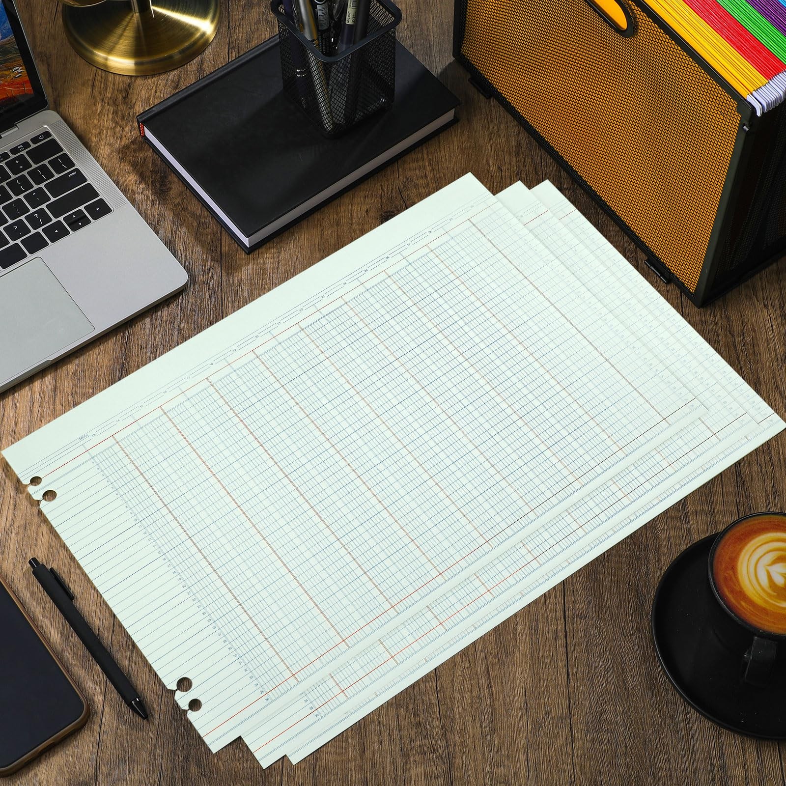 Skyygemm 200 Pcs 30 Columns Accounting Ledger Book Columnar Pad Sheet Ruled