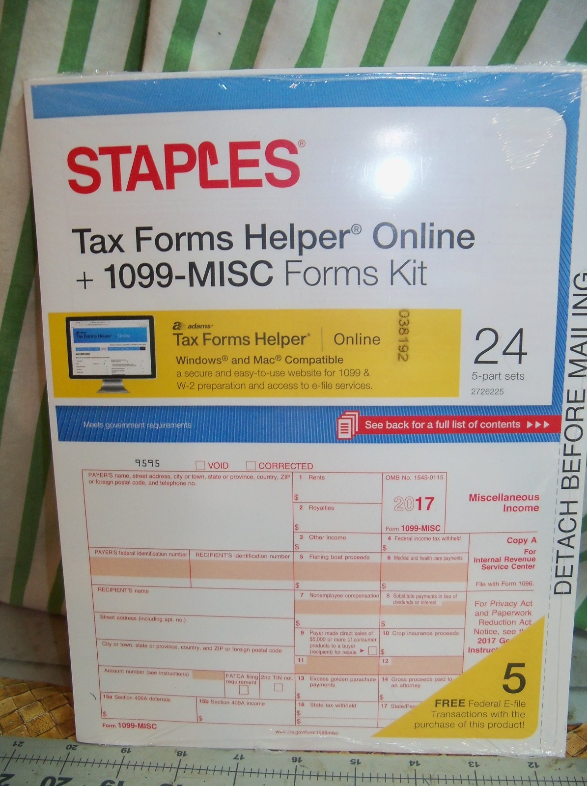Staples 2017 1099-MISC Forms tax form helper Online 24 5 piece sets PC / Mac USA