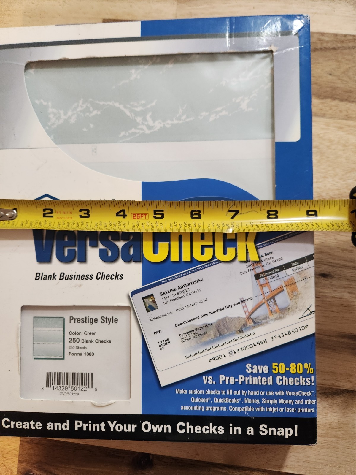 VersaCheck Blank Business Checks Refills: Form #1000 Prestige Style Green
