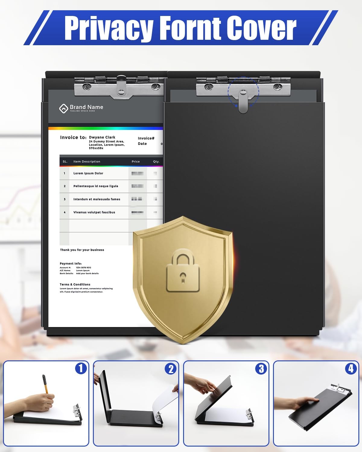 A5 Metal Clipboard with Storage Memo Size (1 Pack), Frosted Black (Memo Size)