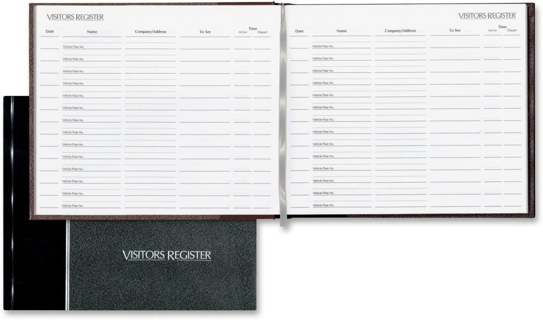Visitors Register Book Black Hard Cover 8.5″ x 9.875″ 64 Sheets