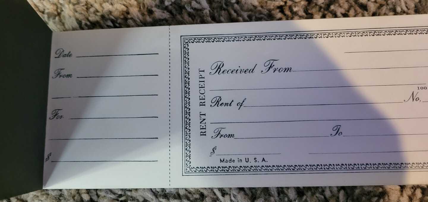 Vintage Book of Rent Receipts unused Vintage Rent Booklet (E)