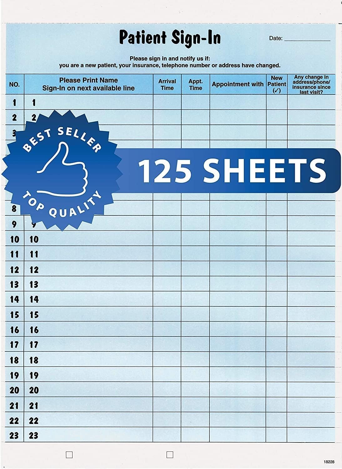 HIPAA Compliant Bilingual Patient Sign-In Label Sheets, 8.5″ x 11″, 250 Count
