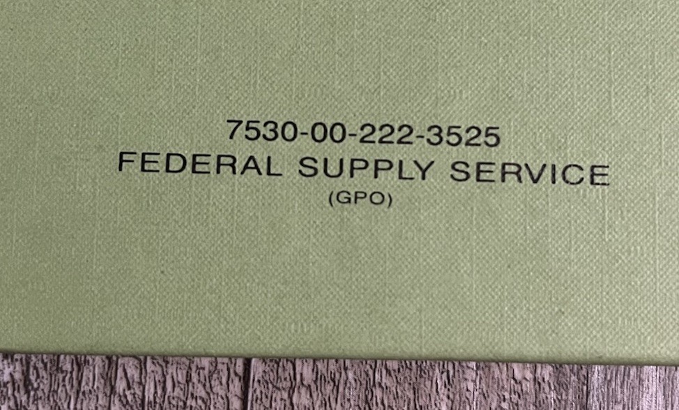 Federal Supply Service Record Book Green Hardbound 7530-00-222-3525