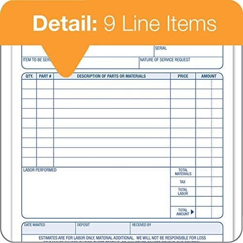 Adams Job Work Order Book, 3-Part Carbonless, White/Canary/White, 5-9/16 x 8-7/1