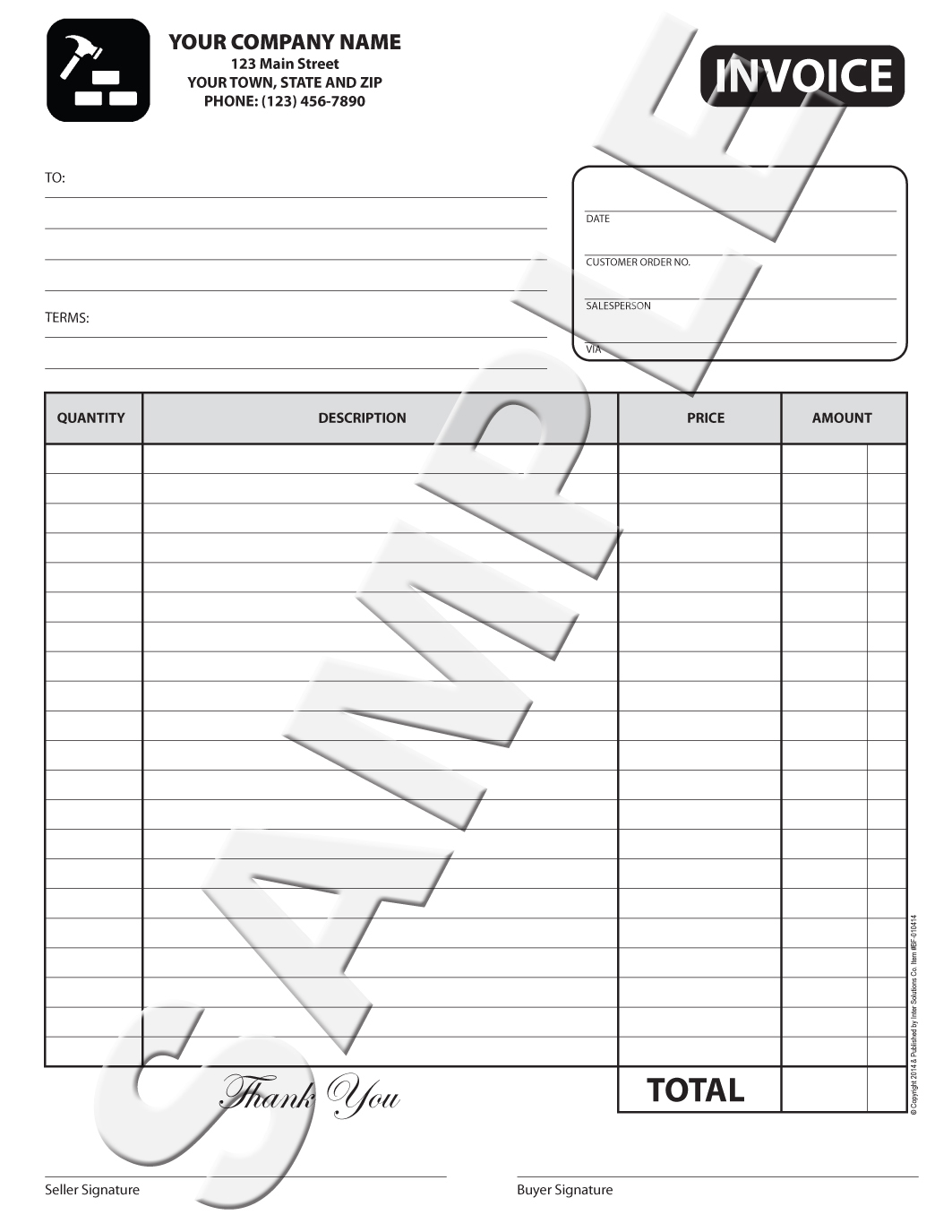 100 Custom Invoice / Sales Receipt / Estimate / Quote / 8.5×11 Carbonless Form