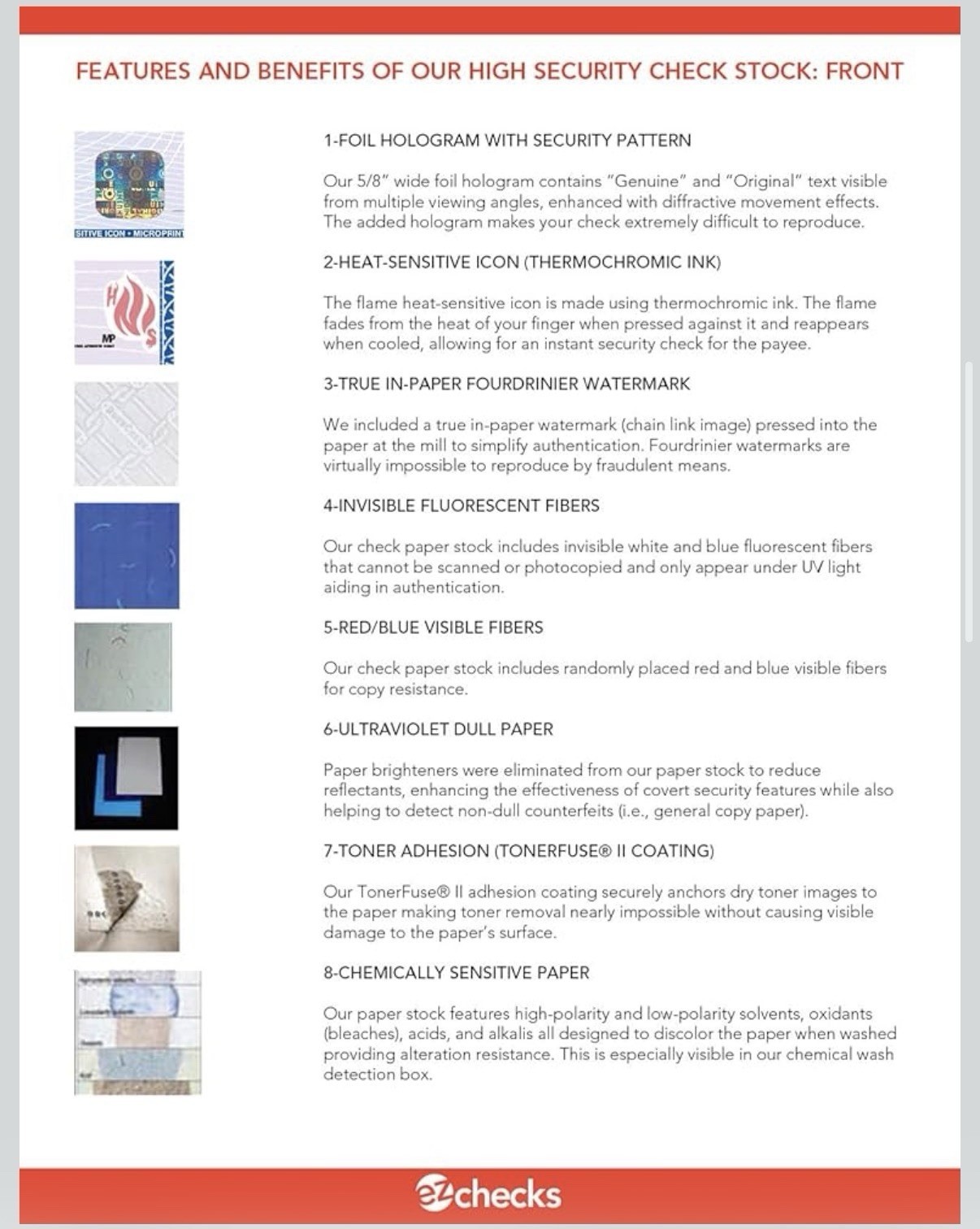 EZ Checks High Security Blank Check Stock Paper, Check Stock with Hologram