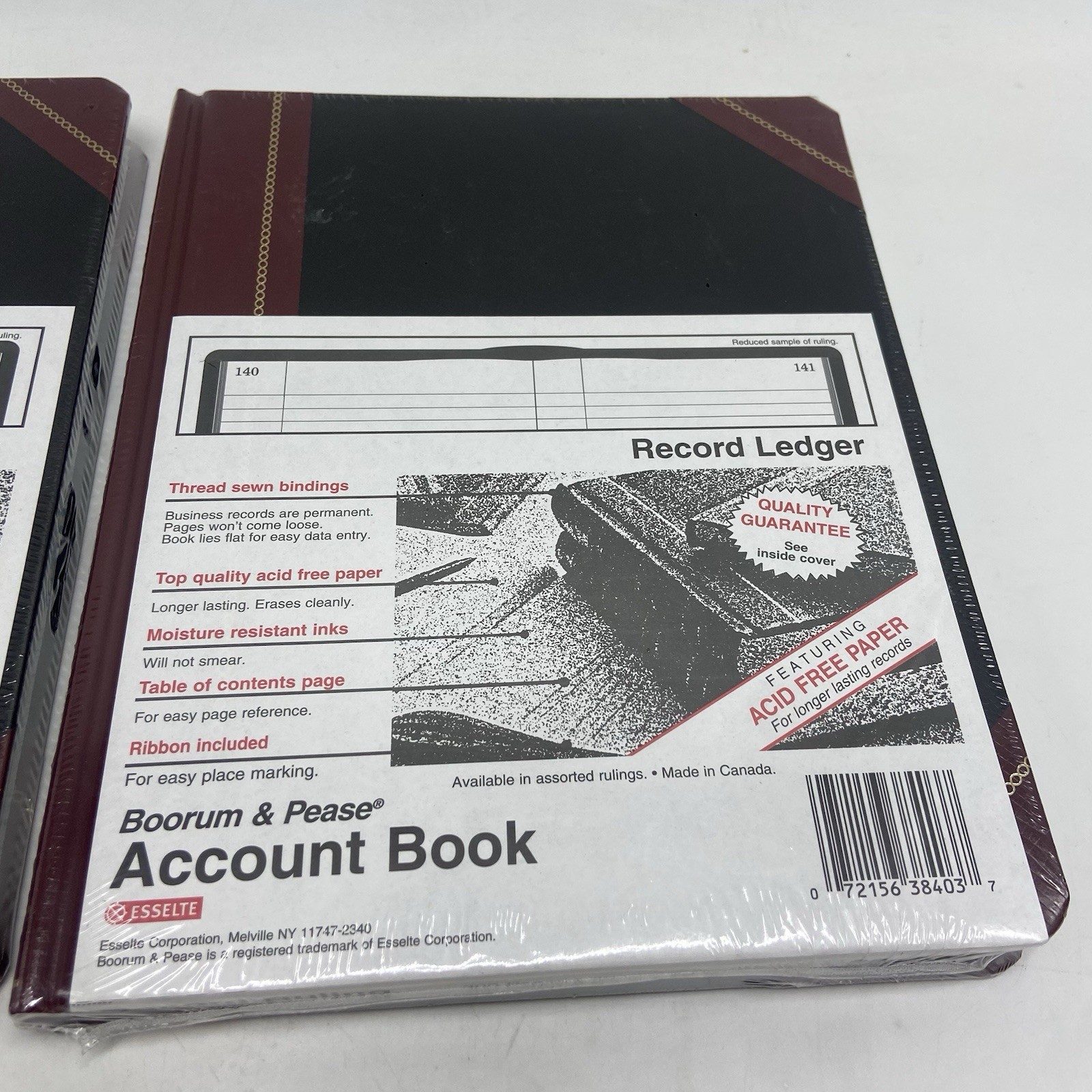 (2) Boorum & Pease Account Book Record Ledger Black/Red 300 Pages 38-300-R