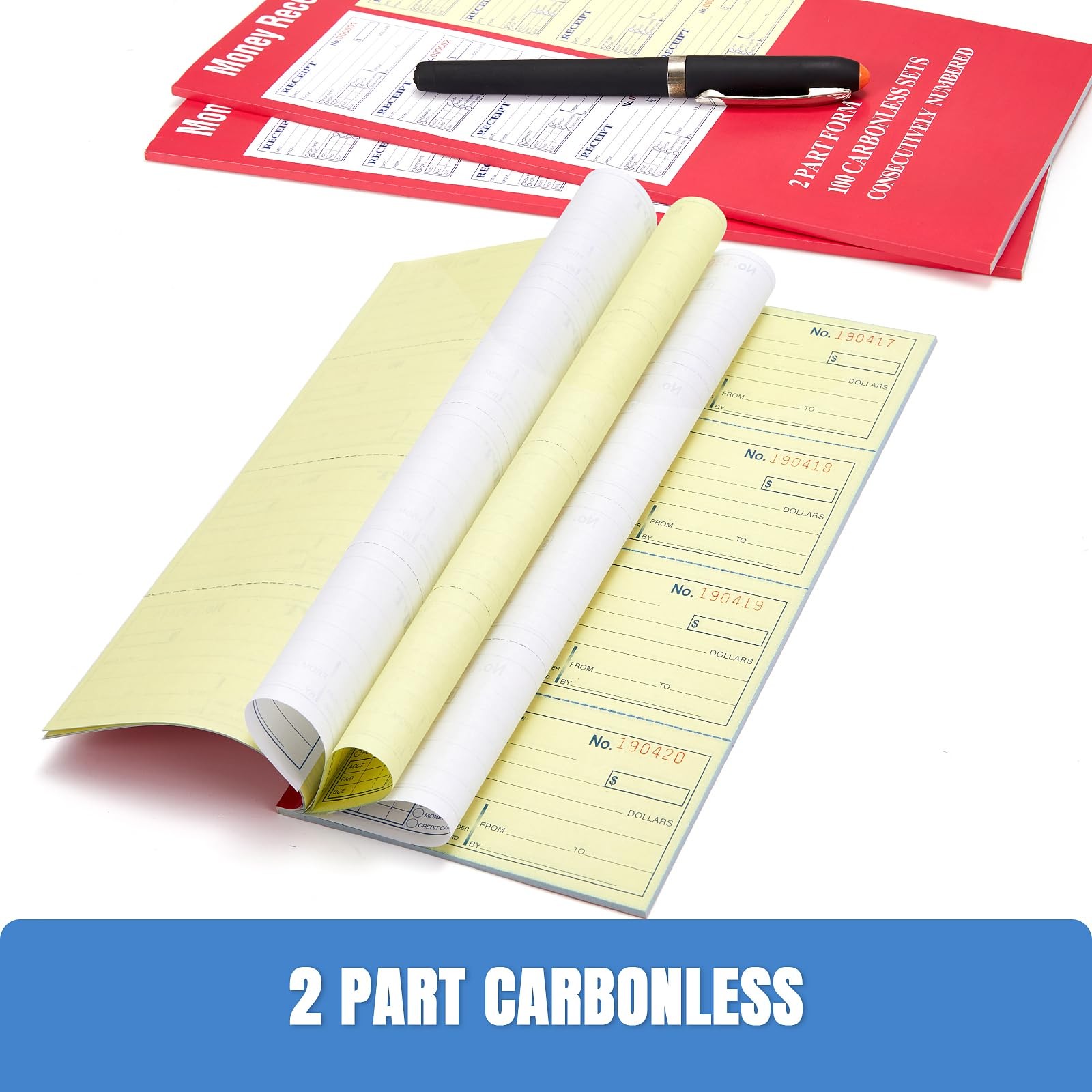 Receipt Book with Carbon Copies, 2-Part carbonless, 100 Sets per Book, 4 Rece…