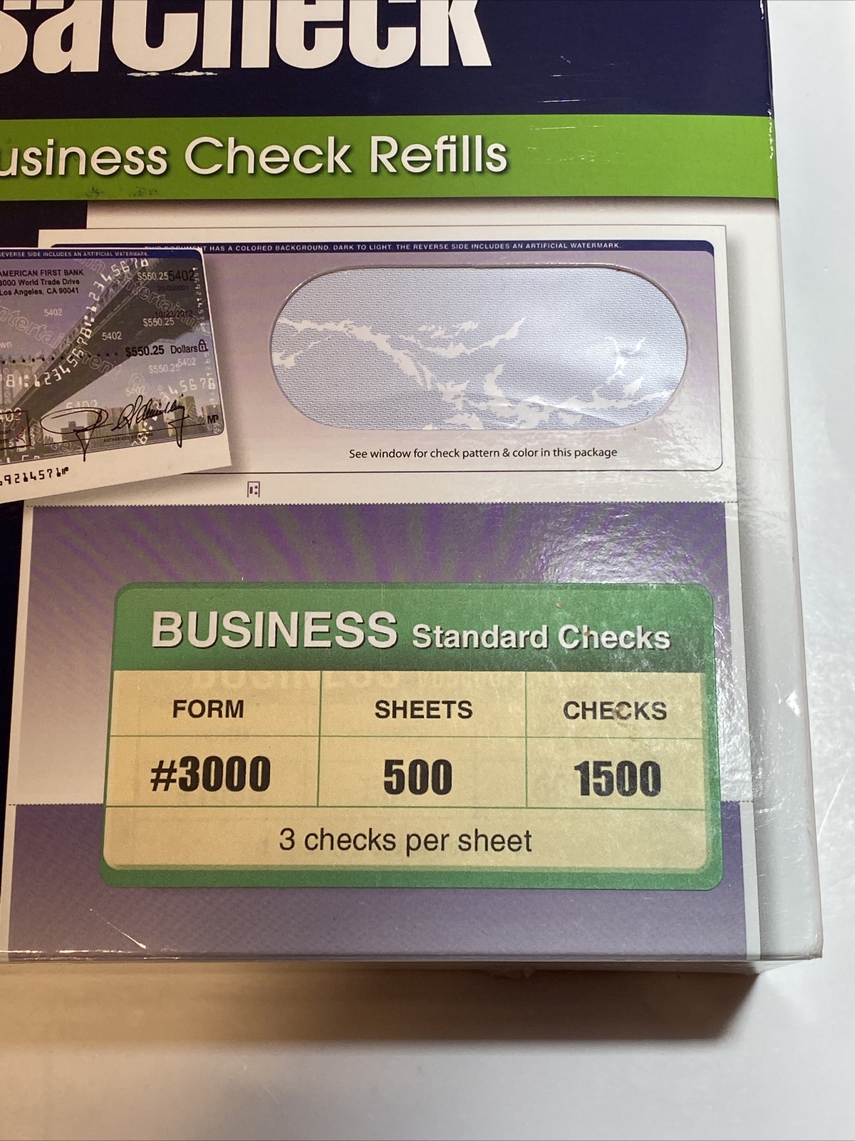 VersaCheck Security Business Check Refills 1500 Checks Form #3000
