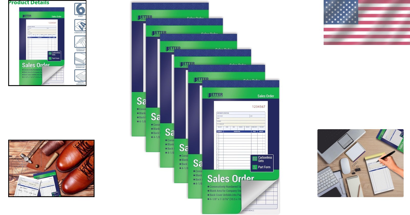 Compact 6-Pack Sales Order Books with Carbonless Forms and Personalization Space