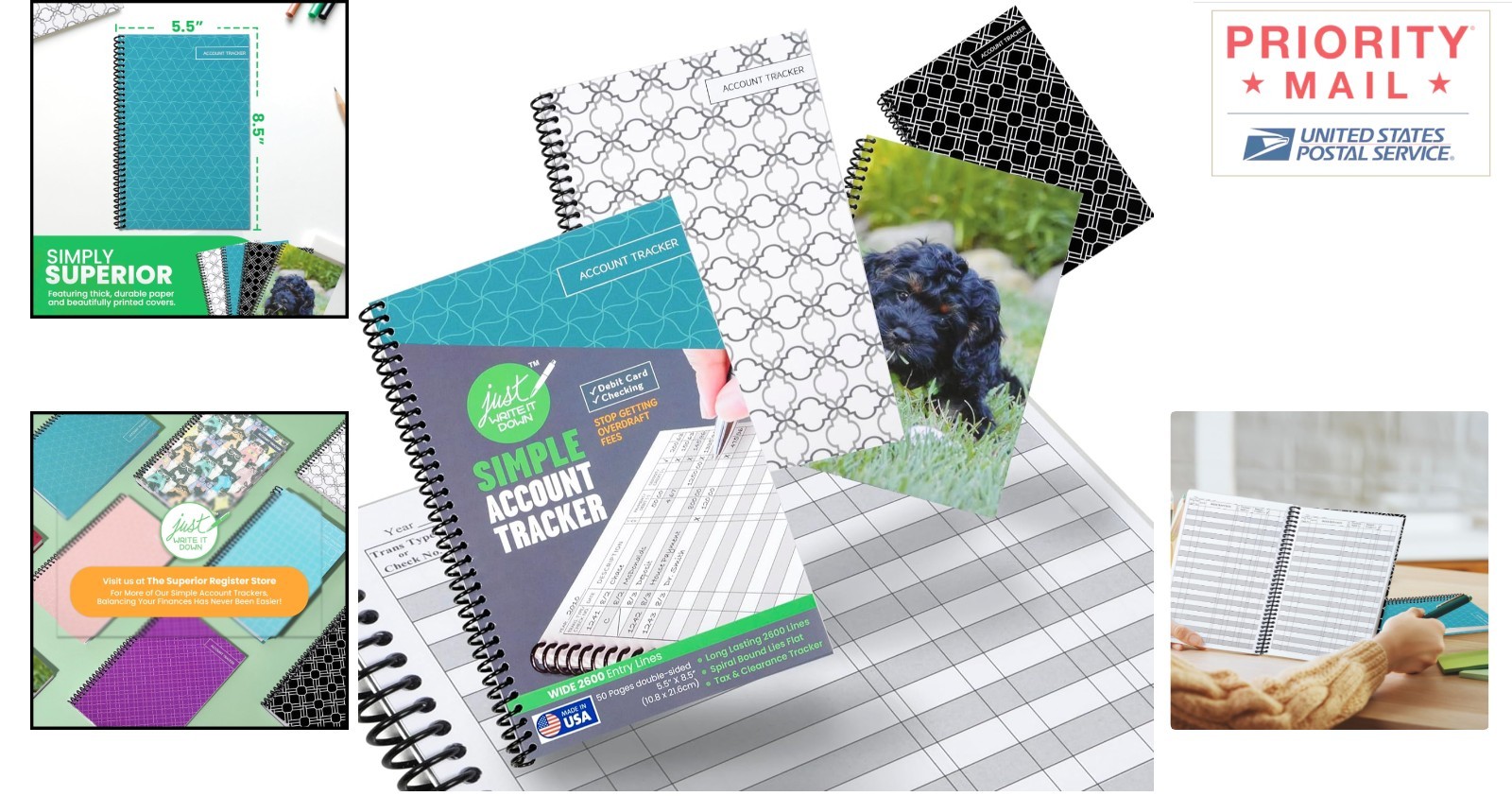 Standard Edition Check Book Register & Debit Card Ledger Notebook 4 Pack Variety
