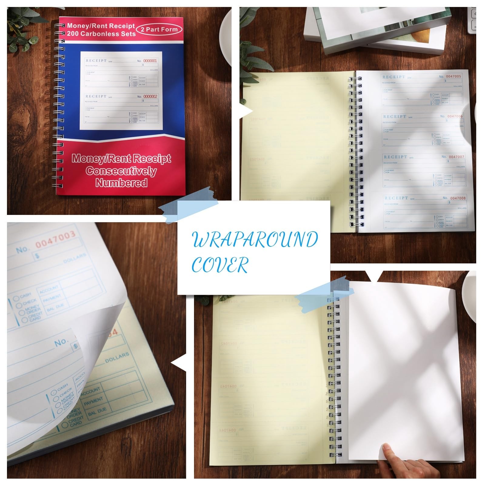 Books Money and Rent Receipt Book 2 Part Carbonless Receipt Log Book with Car…