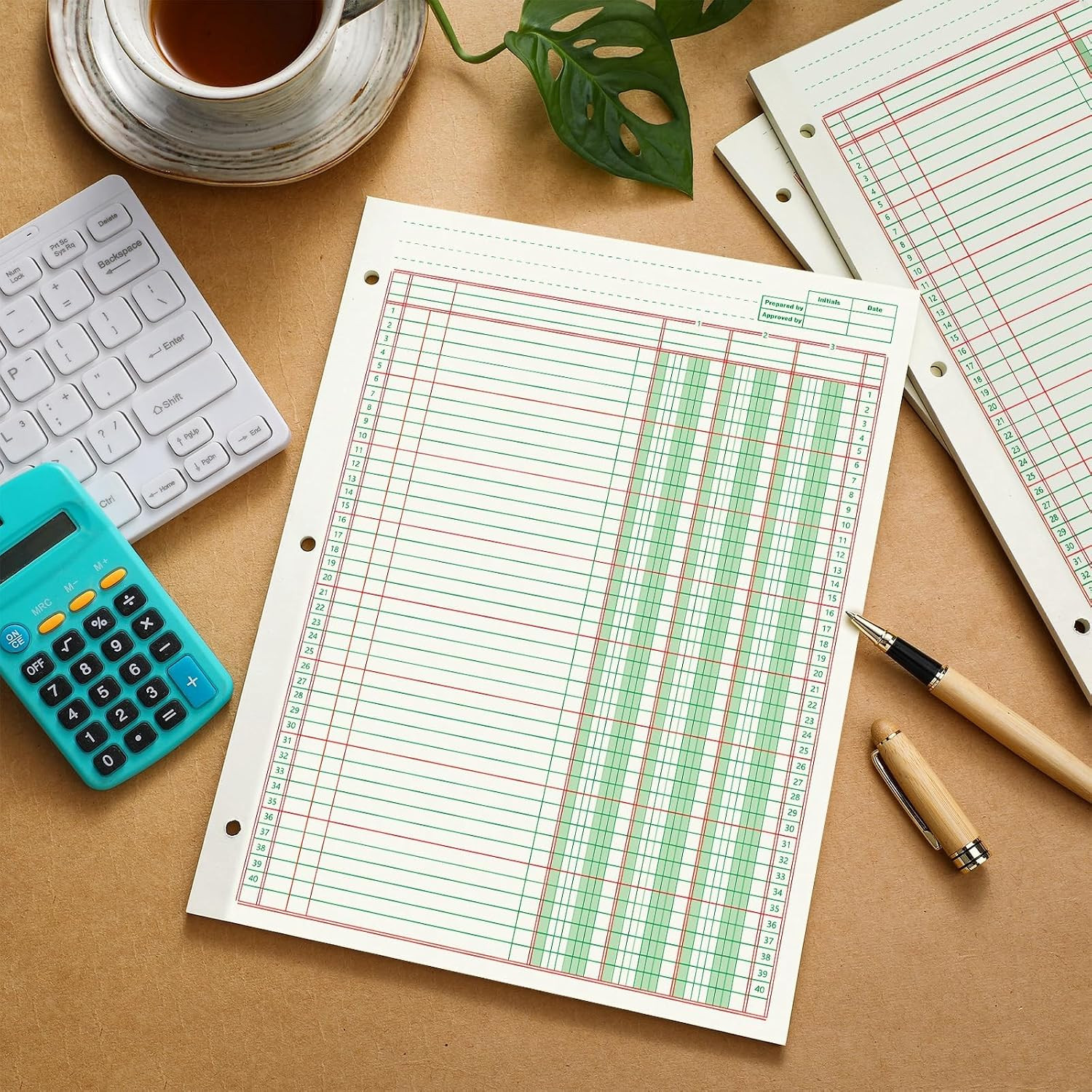 5 Pack 250 Sheets Ledger Paper Accounting Columnar Pads 3 Hole Analysis