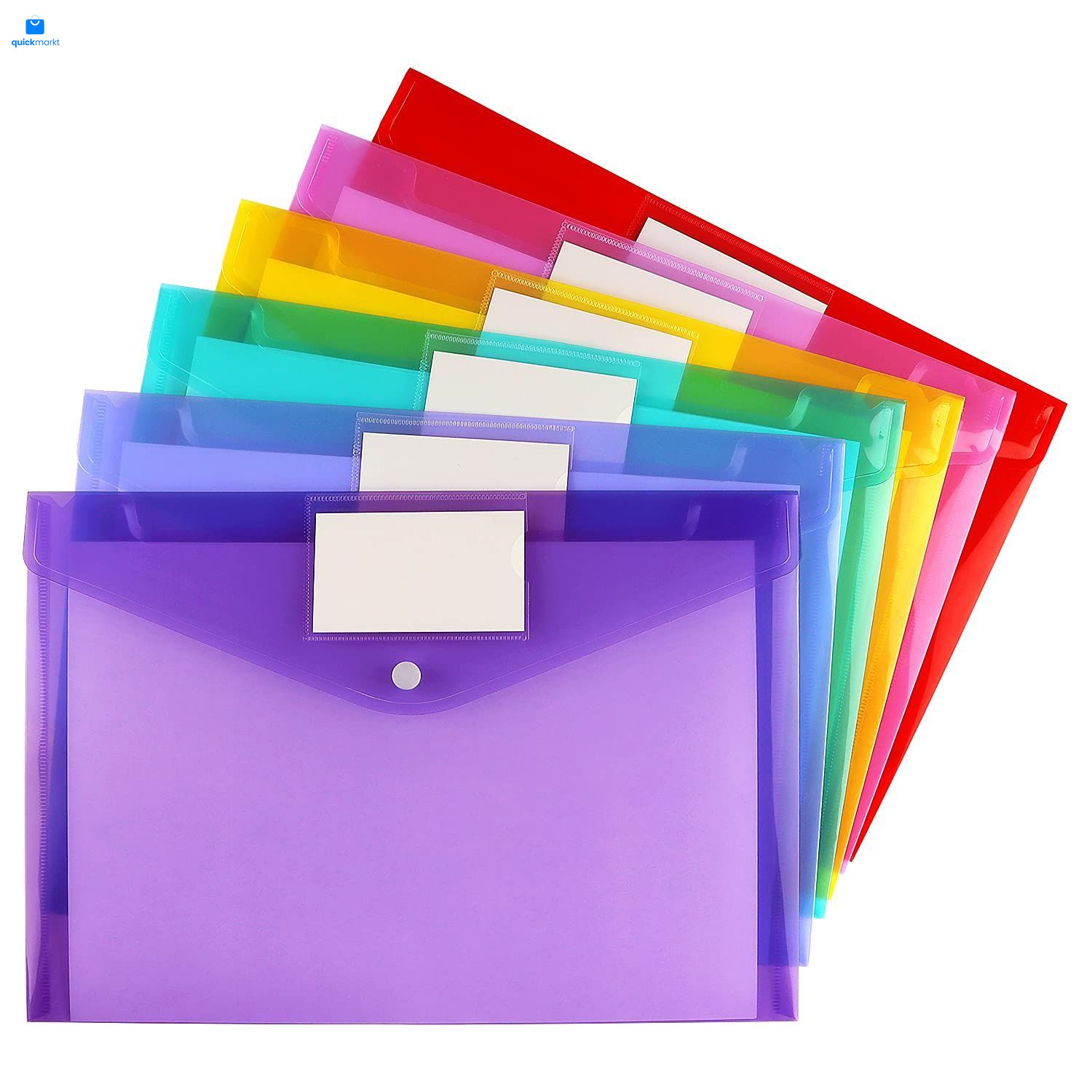6 Pack Clear Document Folders Plastic 15.55 x 8.73 x 0.52 inches, 6 Color
