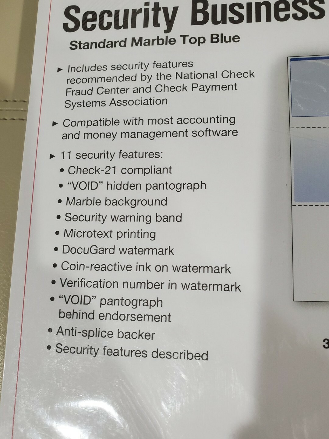 Docugard Standard Security Check Blue Marble Top 24 lb Letter 500/Ream 04501