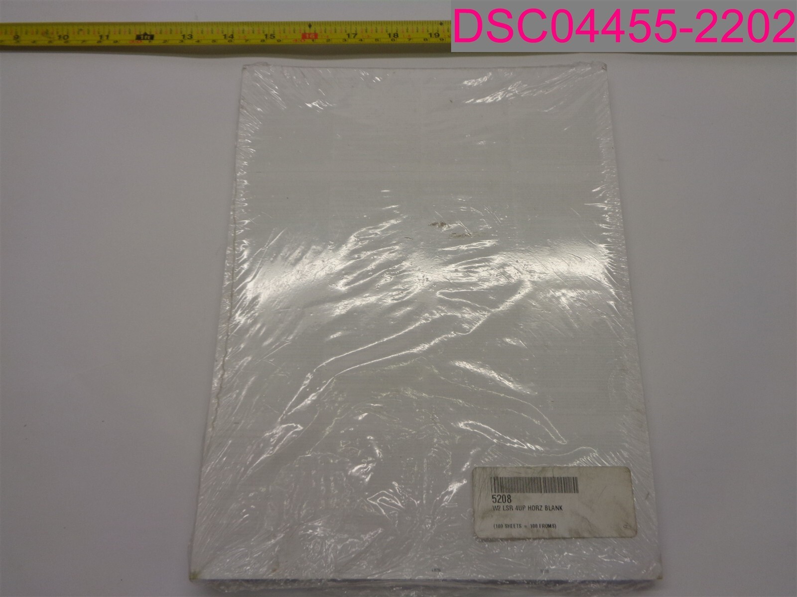 100 Forms; W-2 Employee 4-Up Horizontal Blank w/Backer Cut Sheet 5208