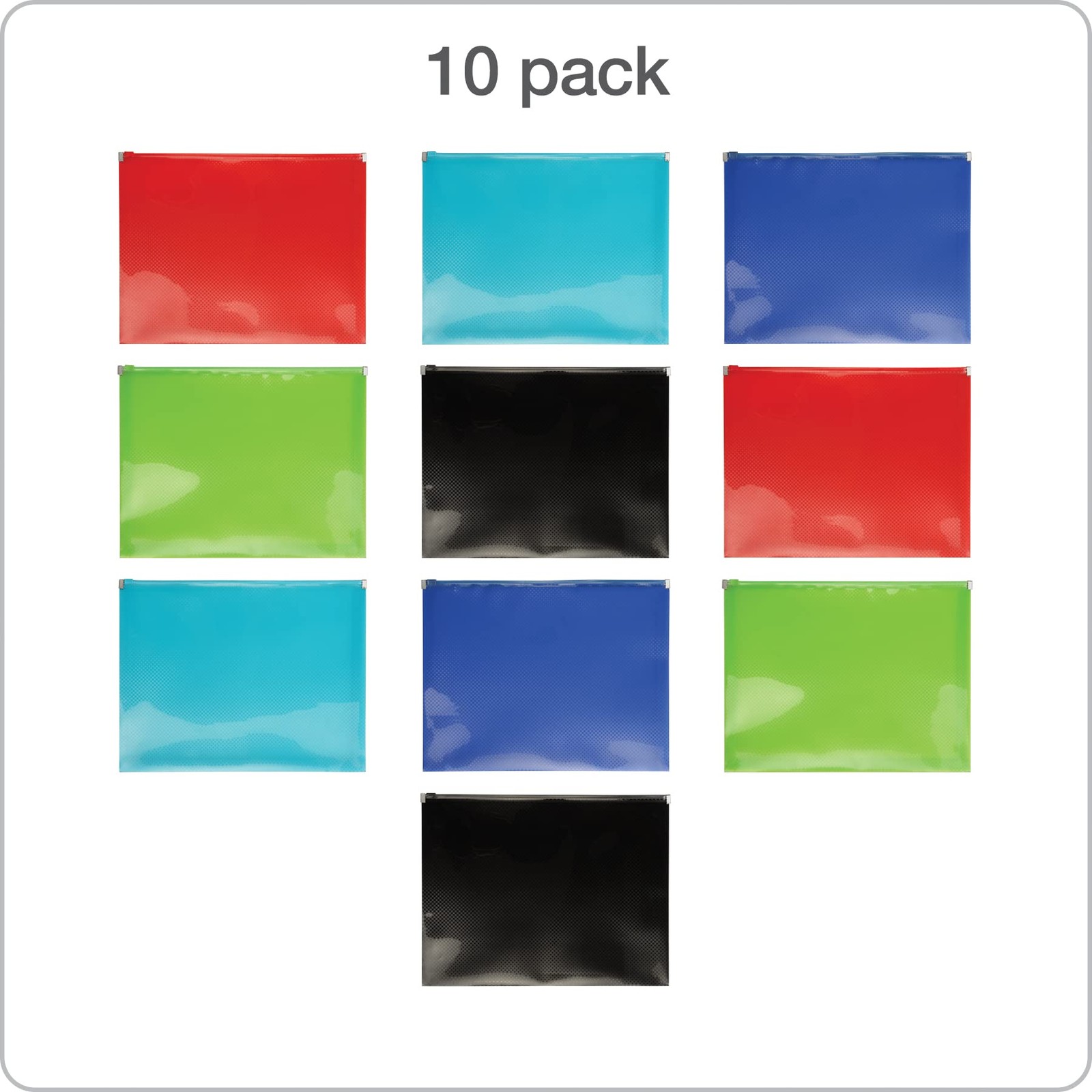 Oxford Plastic Zip Envelopes, Expanding Poly Zipper File for A4 or Assorted