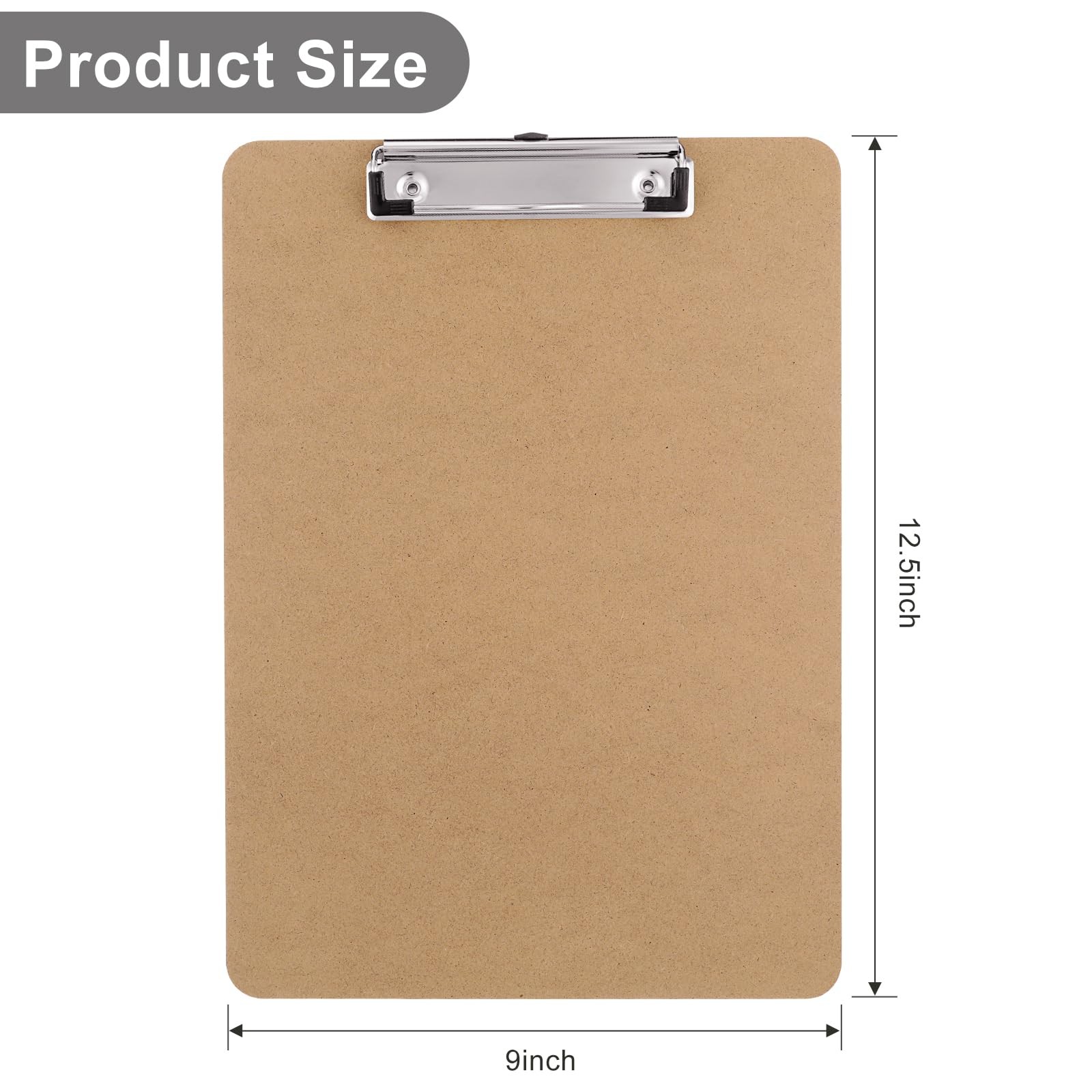 Macroclo Wood Clipboards Set of 2, Letter Size Hardboard Clip Board Brown